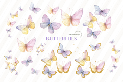 Purple &amp; Pink Butterflies Glitter Clipart, Gold Butterfly Product Image 3
