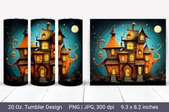 3d halloween tumbler wrap- 3d haunted house. Product Image 1