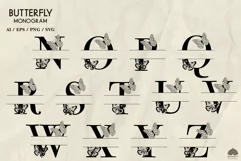 Butterfly Monogram Letters SVG PNG EPS Product Image 3
