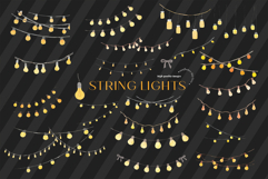 Yellow String Lights Clipart, Wedding String Lights Product Image 3