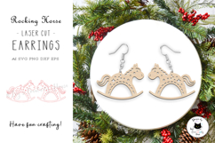 Rocking Horse Laser Cut Earrings | Christmas Earrings SVG Product Image 1