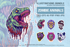 Horror Zombie Predator Cartoon Skull Vector With Monster Set Product Image 1