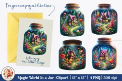 Fairy House in a jar, Spring sublimation, fantasy clipart Product Image 1