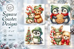 Christmas Penguin & Friends Coasters 4 PNG Product Image 2