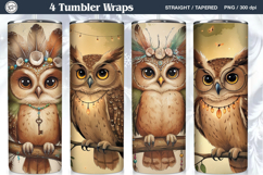 4 Owl Tumbler Sublimation, 20 oz Tumbler Wrap Product Image 1