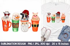 Christmas Coffee Sublimation. Christmas Farm Animals. Product Image 1