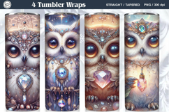 4 Owl Tumbler Sublimation, 20 oz Tumbler Wrap Product Image 1