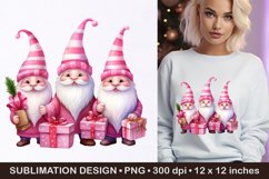 Pink Christmas gnomes- Christmas gnomes sublimation Product Image 1