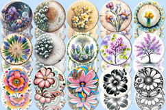 Spring round keychain BUNDLE | Bird and floral Car coaster Product Image 4
