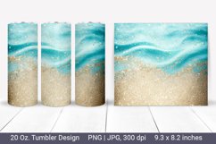 Gold sand and blue sea-summer glitter tumbler Product Image 1