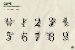 Olive Letters & Numbers SVG PNG EPS Product Image 5