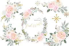 Elegant Winter Pink Floral Clipart, Winter Snowflakes Product Image 4