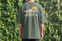 Tshirt Mockup Back Aesthetic Wall Vine Background Product Image 4