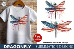 4th of July Dragonfly sublimation print design PNG Product Image 1