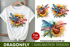 4th of July Dragonfly sublimation print design PNG Product Image 1