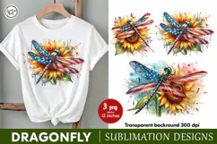 4th of July Dragonfly sublimation print design PNG Product Image 1