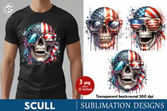 4th of July Skull sublimation print design PNG Product Image 1