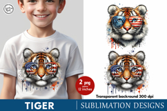 4th of July Tiger sublimation print design PNG Product Image 1