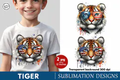 4th of July Tiger sublimation print design PNG Product Image 1