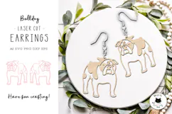 English Bulldog Dog Earrings Laser Cut Design | Dog SVG File Product Image 1