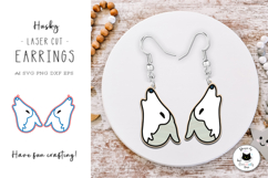 Howling Husky Dog SVG | Dog Laser Cut Earrings Product Image 1