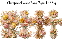 Whimsical Floral Cross Png Clipart Product Image 1