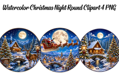 Watercolor Christmas Night Round Png Clipart Product Image 1
