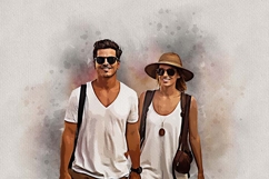 Coustome Family Watercolor Portrait Product Image 1