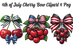 4th of July Cherry Bow Png Clipart Product Image 1