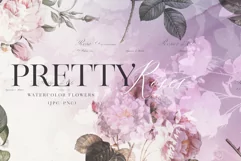 Pretty Watercolor Roses '' 72 Jpg / Png Overlays '' Product Image 1