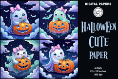 Halloween digital papers. Cute Ghosts Product Image 1