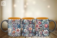 Frosty Flowers digital papers. Watercolor seamless Product Image 2