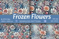Frosty Flowers digital papers. Watercolor seamless Product Image 1