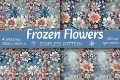 Frosty Flowers digital papers. Watercolor seamless Product Image 1