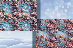 Frozen Lace - Winter Art digital papers. Christmas Seamless Product Image 3