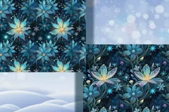 Frozen Neon Flower- Winter Art digital Seamless papers Product Image 2