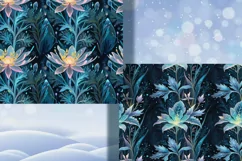 Frozen Neon Flower- Winter Art digital Seamless papers Product Image 3