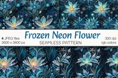 Frozen Neon Flower- Winter Art digital Seamless papers Product Image 1