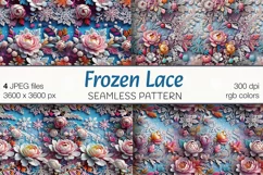 Frozen Lace - Winter Art digital papers. Christmas Seamless Product Image 1