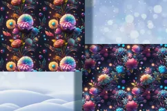 Flower fantasy Art digital papers. Christmas Seamles Product Image 2