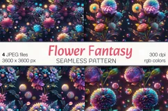 Flower fantasy Art digital papers. Christmas Seamles Product Image 1