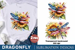 4th of July Dragonfly sublimation print design PNG Product Image 1