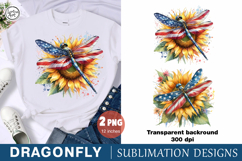 4th of July Dragonfly sublimation print design PNG Product Image 1