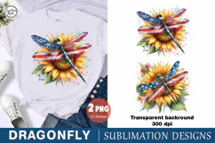 4th of July Dragonfly sublimation print design PNG Product Image 1