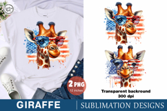 4th of July Giraffe sublimation print design PNG Product Image 1