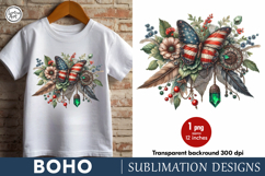 4th of July Boho Butterfly sublimation print design PNG Product Image 1