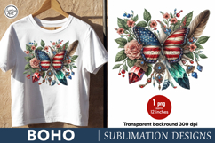 4th of July Boho Butterfly sublimation print design PNG Product Image 1