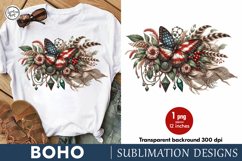 4th of July Boho Butterfly sublimation print design PNG Product Image 1