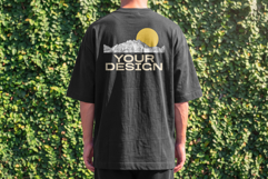 Tshirt Mockup Back Aesthetic Wall Vine Background Product Image 5
