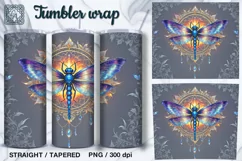 Dragonfly Tumbler Sublimation, 20oz Tumbler Wrap Product Image 1
